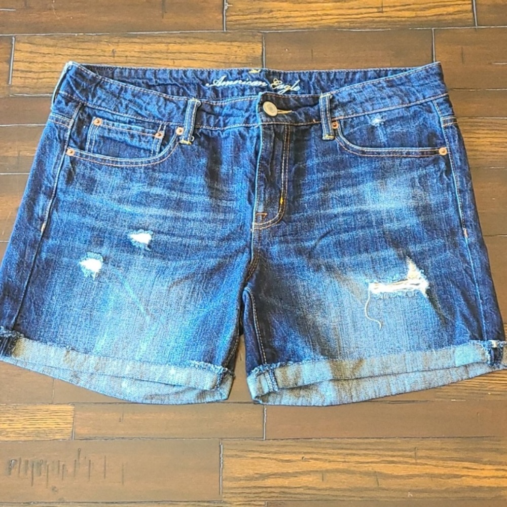 American Eagle distressed denim cuffed shorts